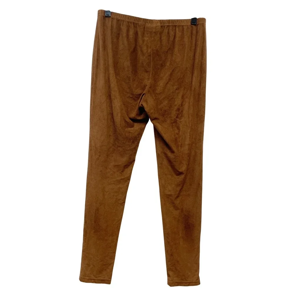 Chico's Women's Brown Faux Suede Elastic Waist Slim Leggings Size 1,‎ Medium